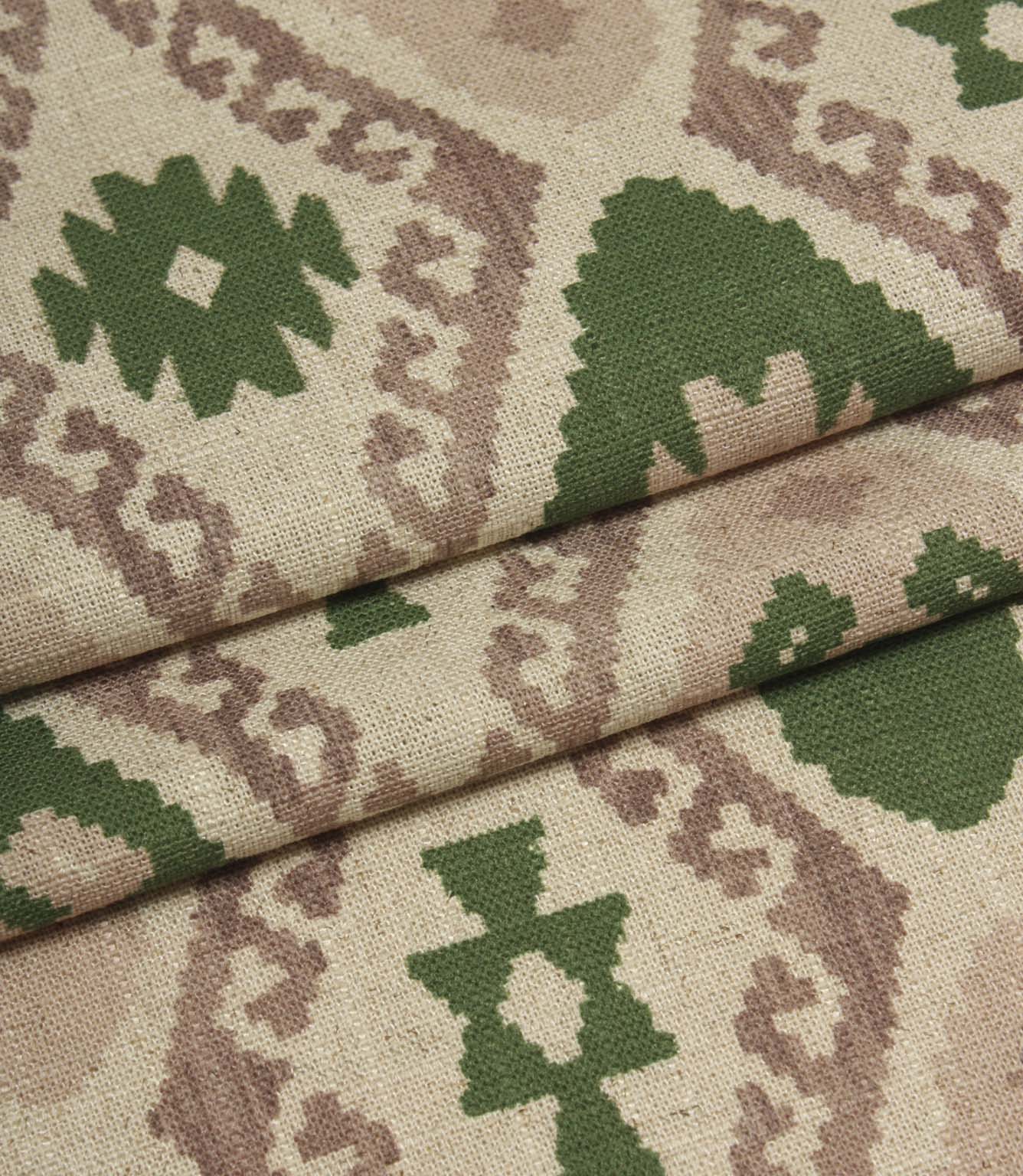 Folklore Geo Fabric / Soft Pink / Sap Green | Just Fabrics