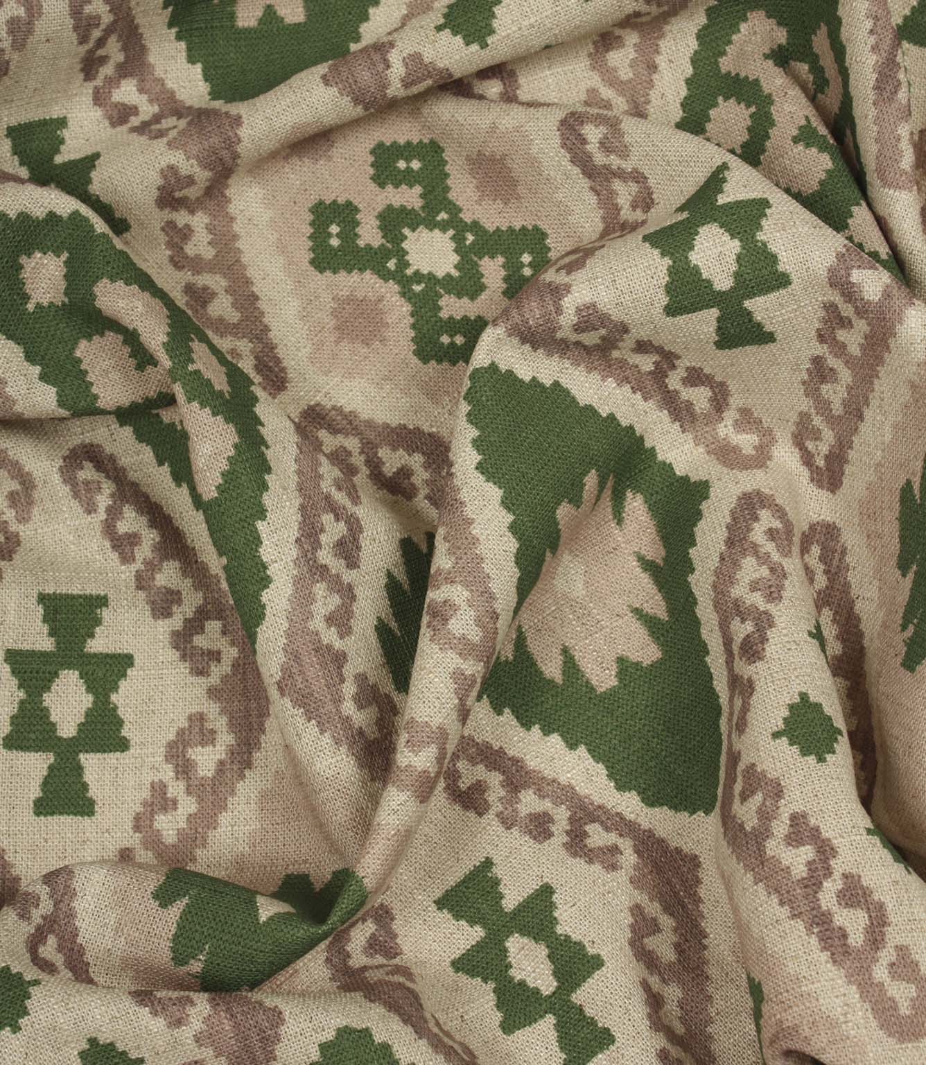 Folklore Geo Fabric / Soft Pink / Sap Green | Just Fabrics