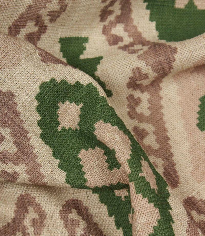 Folklore Geo Fabric / Soft Pink / Sap Green | Just Fabrics