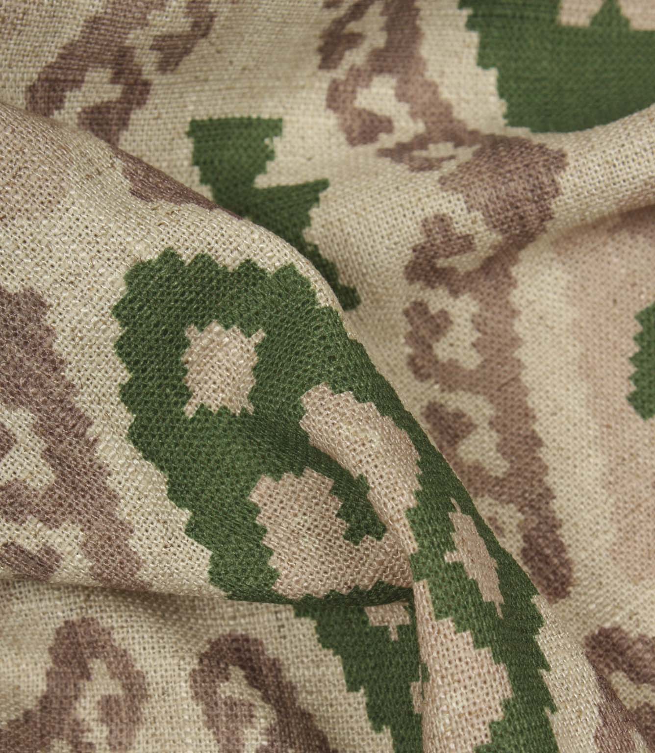 Folklore Geo Fabric / Soft Pink / Sap Green | Just Fabrics