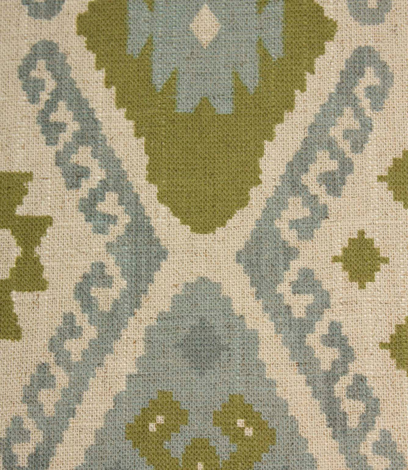 Folklore Geo Fabric / Steel Blue / Sage Green | Just Fabrics