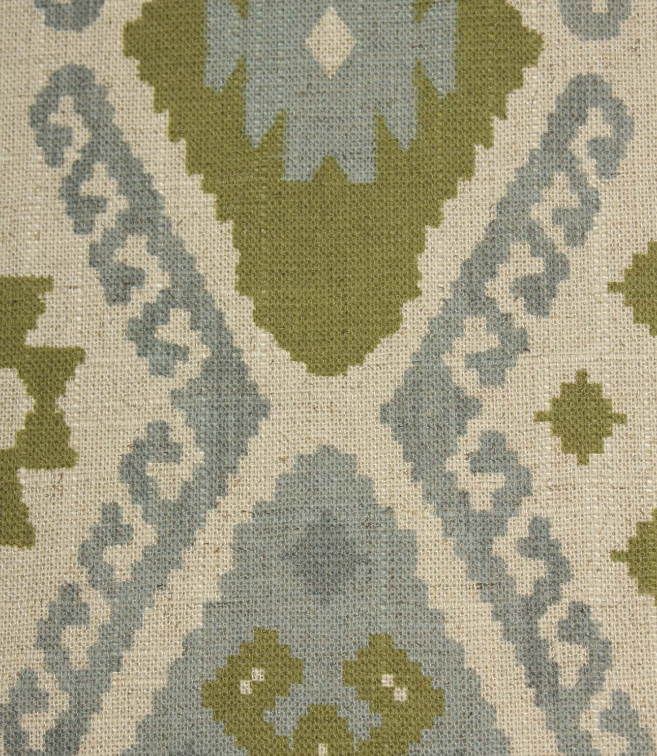 Folklore Geo Fabric / Steel Blue / Sage Green | Just Fabrics