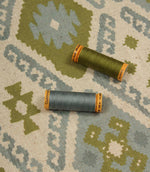 Folklore Geo Fabric / Steel Blue / Sage Green | Just Fabrics