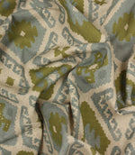 Folklore Geo Fabric / Steel Blue / Sage Green | Just Fabrics