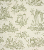French Toile Fabric / Olive Green | Just Fabrics