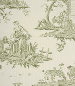 French Toile Fabric / Olive Green | Just Fabrics