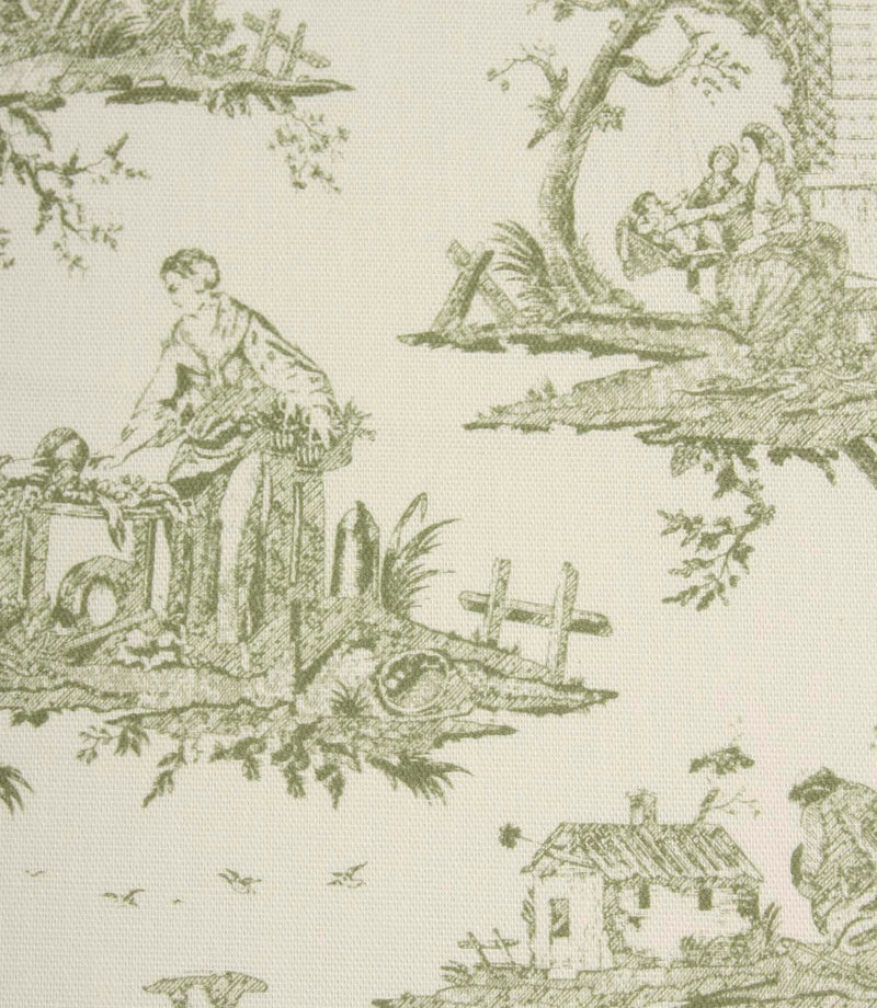 French Toile Fabric / Olive Green | Just Fabrics