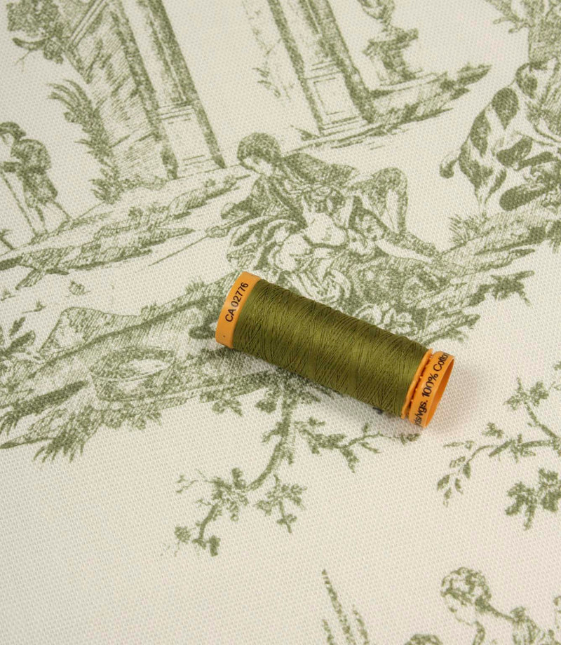 French Toile Fabric / Olive Green | Just Fabrics