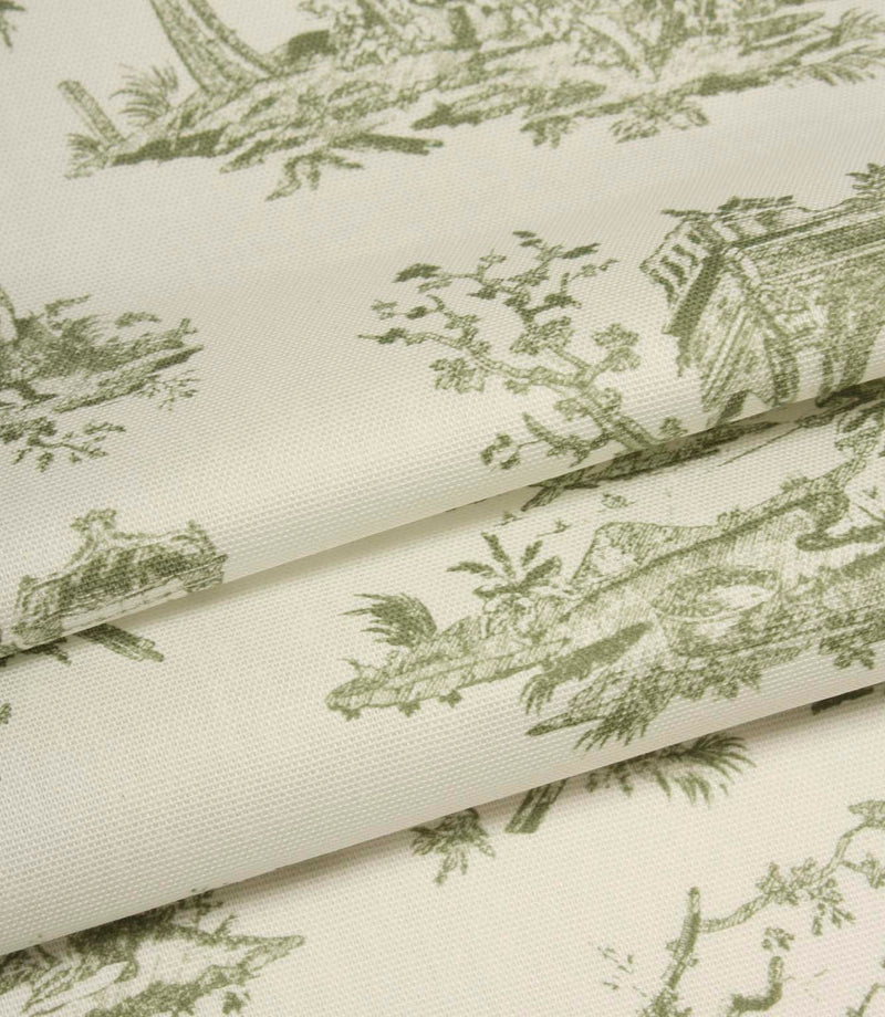 French Toile Fabric / Olive Green | Just Fabrics