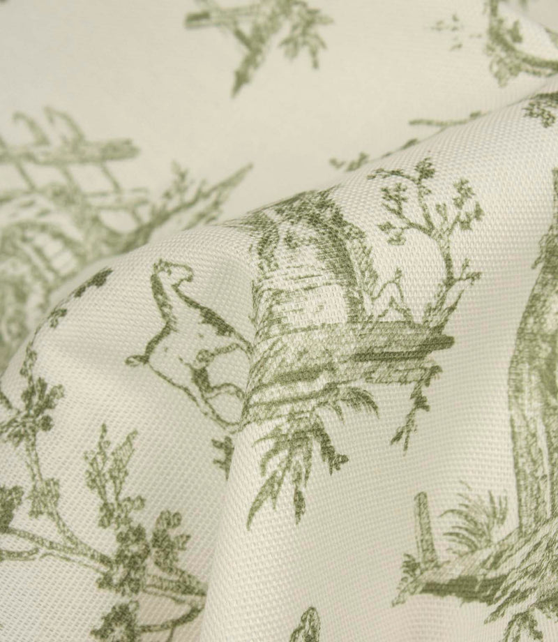 French Toile Fabric / Olive Green | Just Fabrics