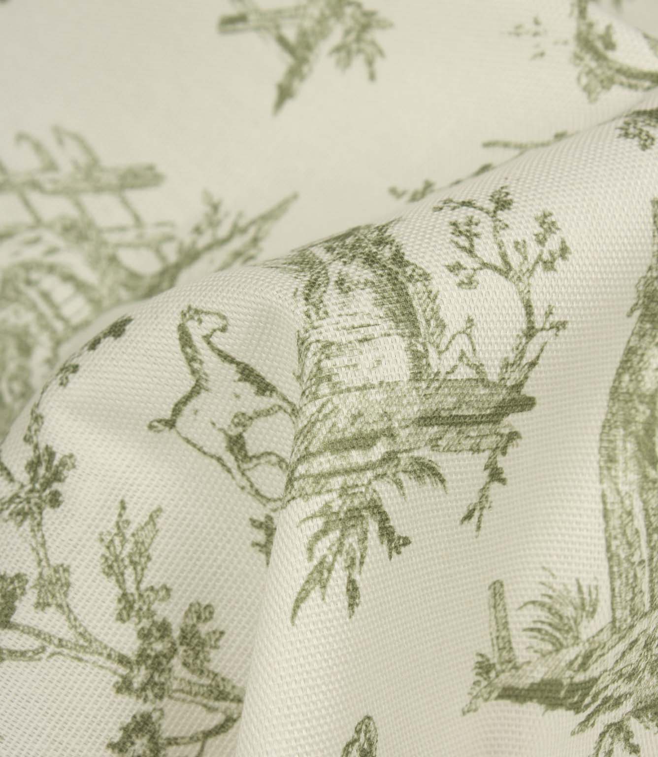 French Toile Fabric / Olive Green | Just Fabrics