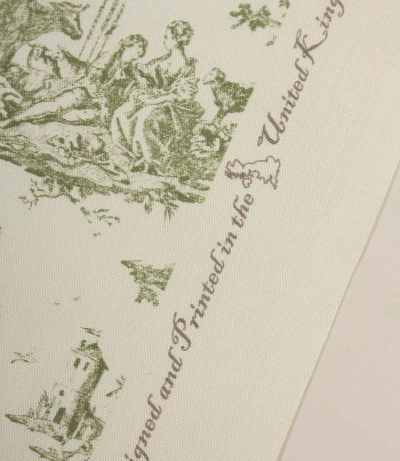 French Toile Fabric / Olive Green | Just Fabrics