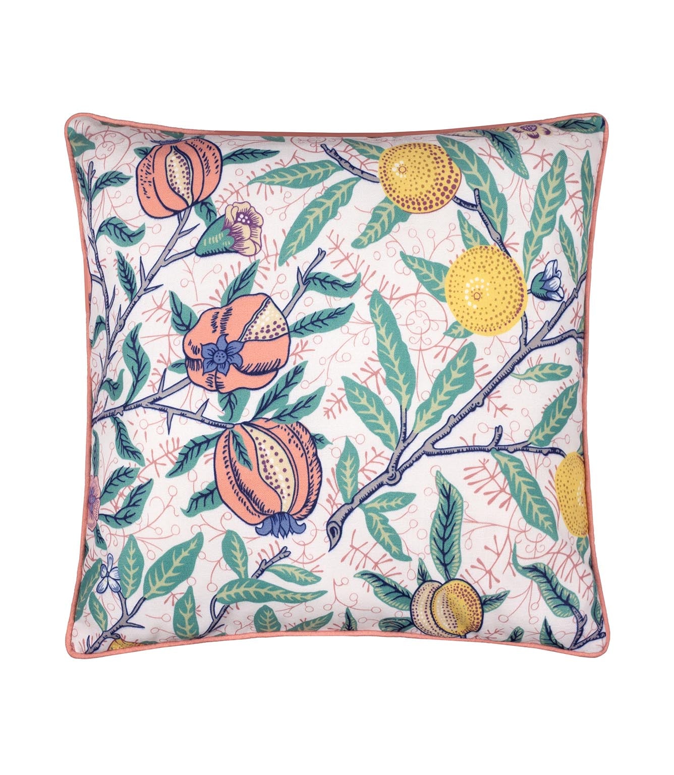 Fruits Coral / Lemon Piped Outdoor Cushion