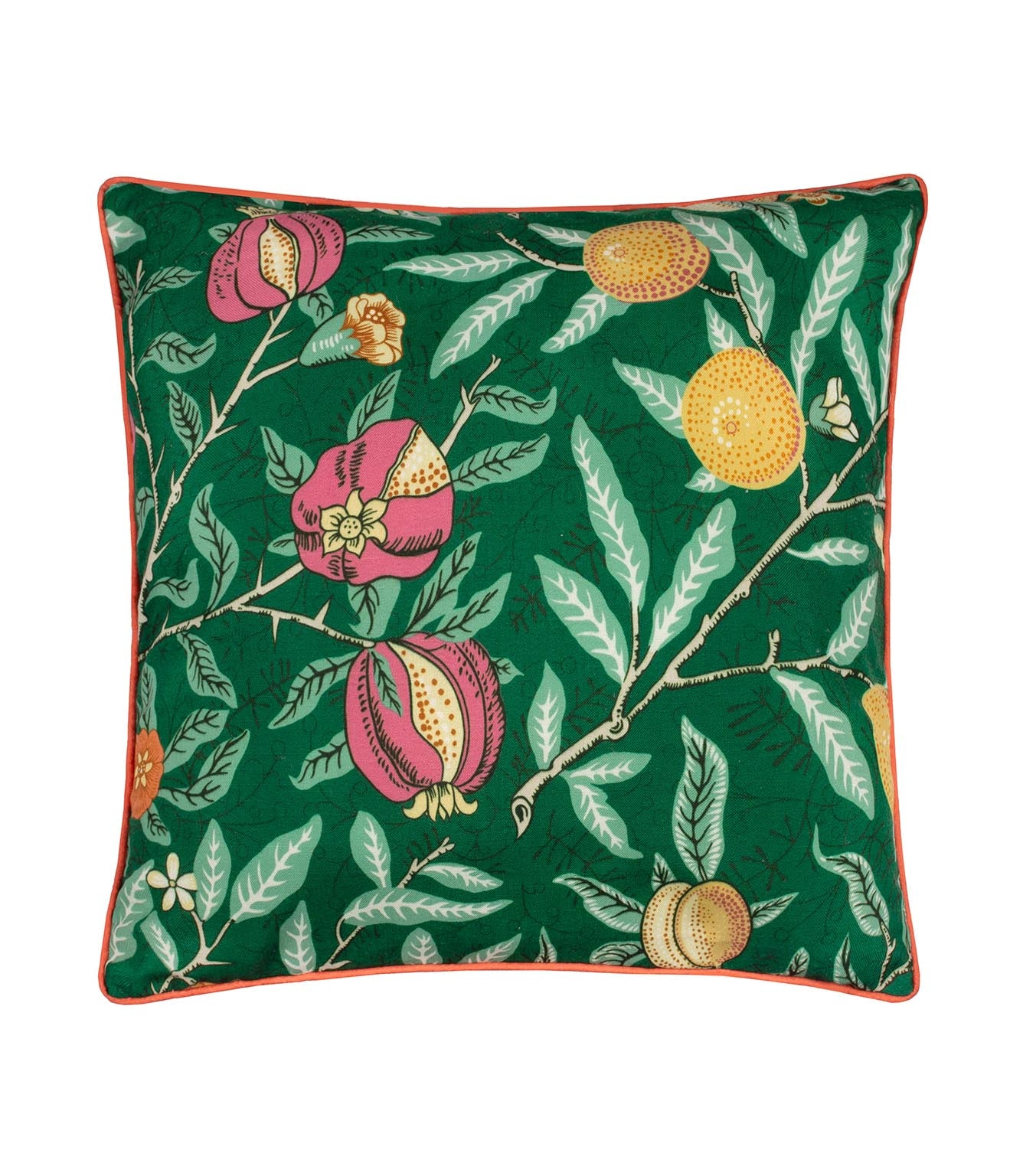 Fruits Forest Green / Lemon Piped Outdoor Cushion