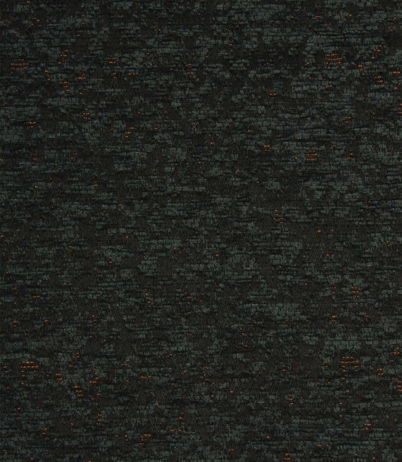 Galaxy contemporary woven fabric in emerald green and black, featuring an abstract textured design with subtle copper metallic accents.