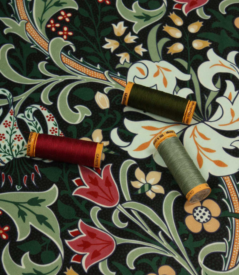 Golden Lily Velvet Fabric / Ember