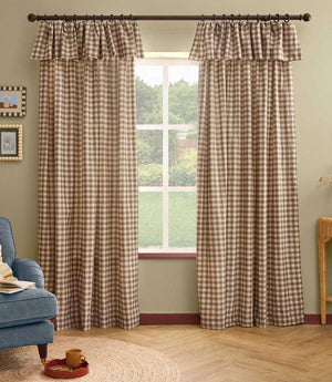 Harriet Gingham Printed Blackout Curtains Buttermilk / Chocolate