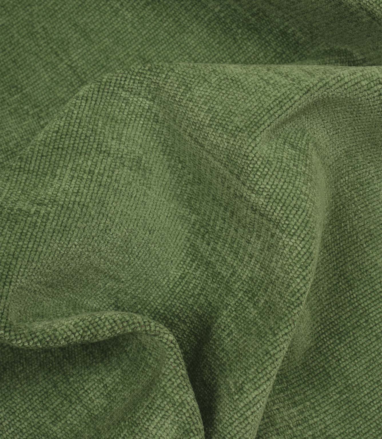 Draped Hartwell emerald green fabric highlighting its relaxed handle, woven texture and upholstery-weight quality.