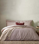 Hebden Stripe Beetroot 100% Cotton Duvet Cover Set