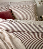 Hebden Stripe Beetroot 100% Cotton Duvet Cover Set