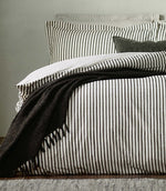 Hebden Stripe Black 100% Cotton Duvet Cover Set