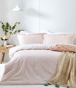 Hebden Stripe Blush 100% Cotton Duvet Cover Set