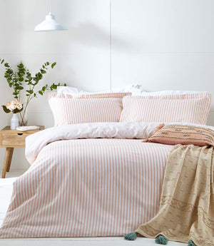 Hebden Stripe Blush 100% Cotton Duvet Cover Set