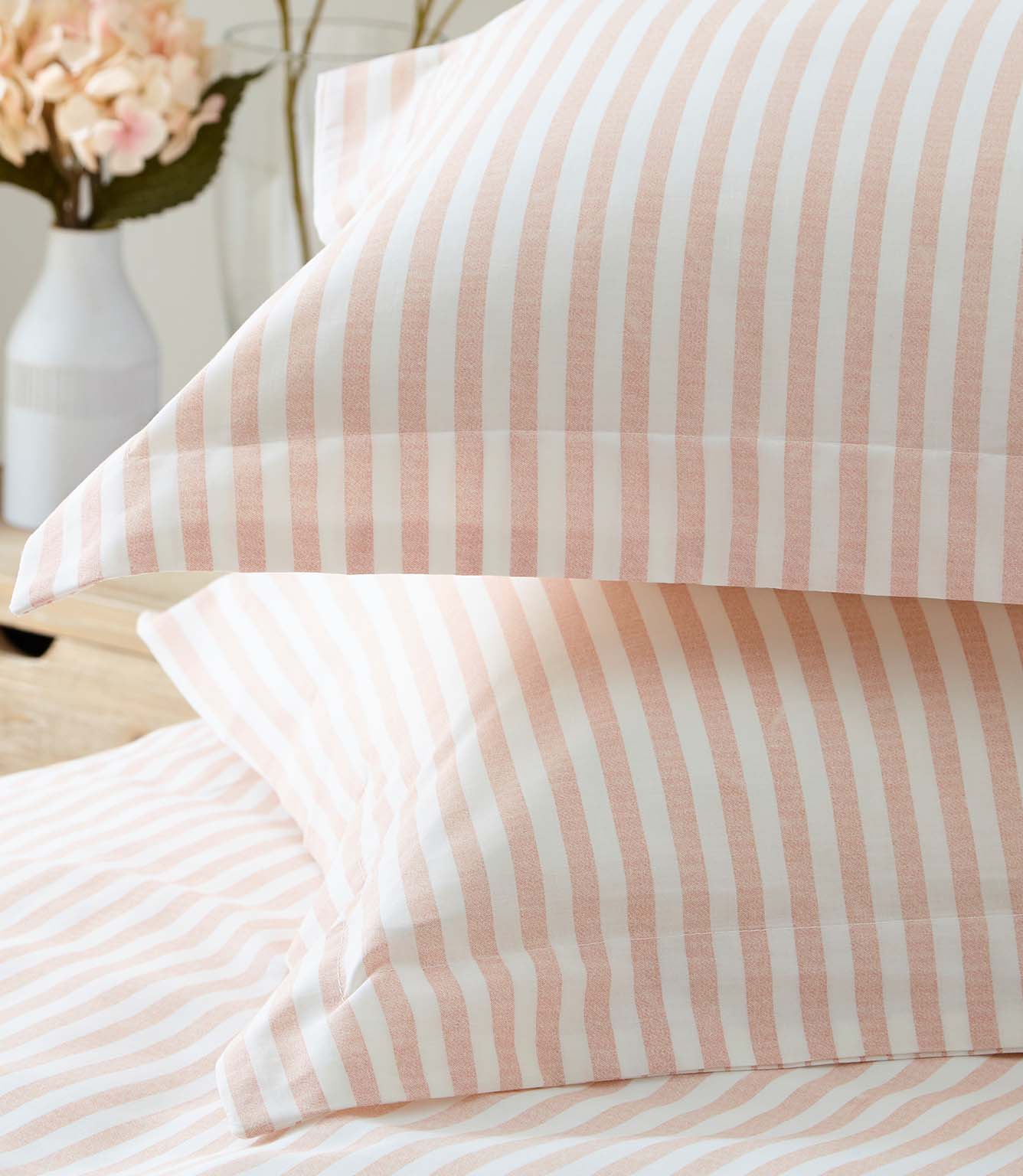 Hebden Stripe Blush 100% Cotton Duvet Cover Set
