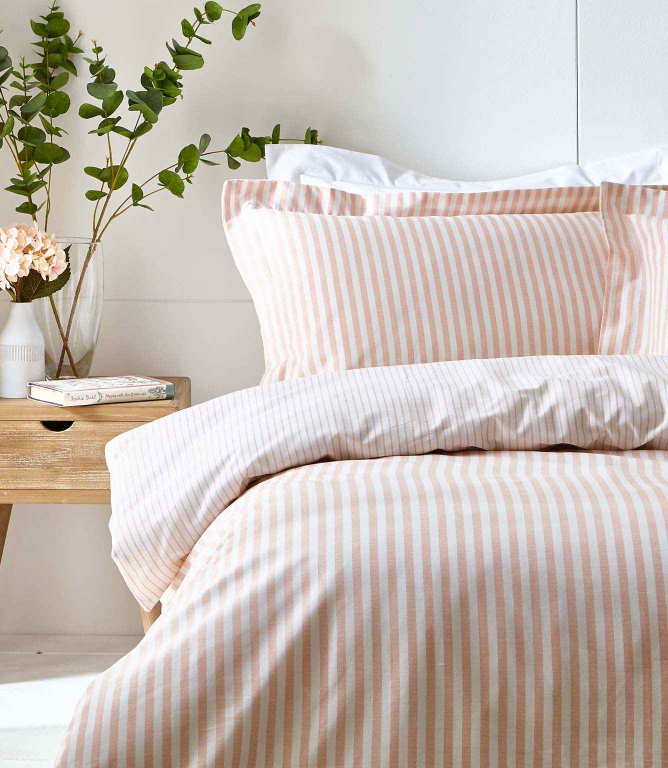 Hebden Stripe Blush 100% Cotton Duvet Cover Set