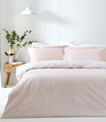 Hebden Stripe Blush 100% Cotton Duvet Cover Set