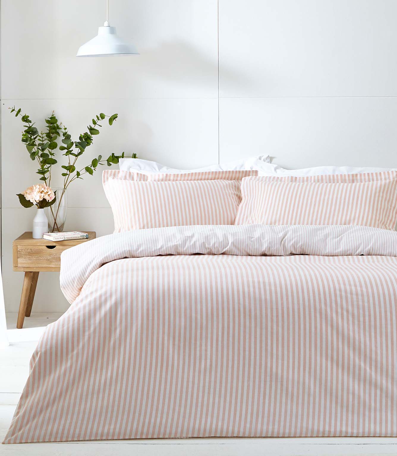 Hebden Stripe Blush 100% Cotton Duvet Cover Set