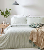Hebden Stripe Eucalyptus 100% Cotton Duvet Cover Set