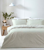 Hebden Stripe Eucalyptus 100% Cotton Duvet Cover Set