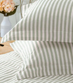 Hebden Stripe Eucalyptus 100% Cotton Duvet Cover Set