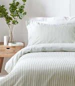 Hebden Stripe Eucalyptus 100% Cotton Duvet Cover Set