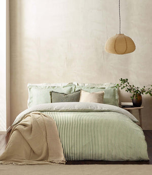 Hebden Stripe Forest 100% Cotton Duvet Cover Set