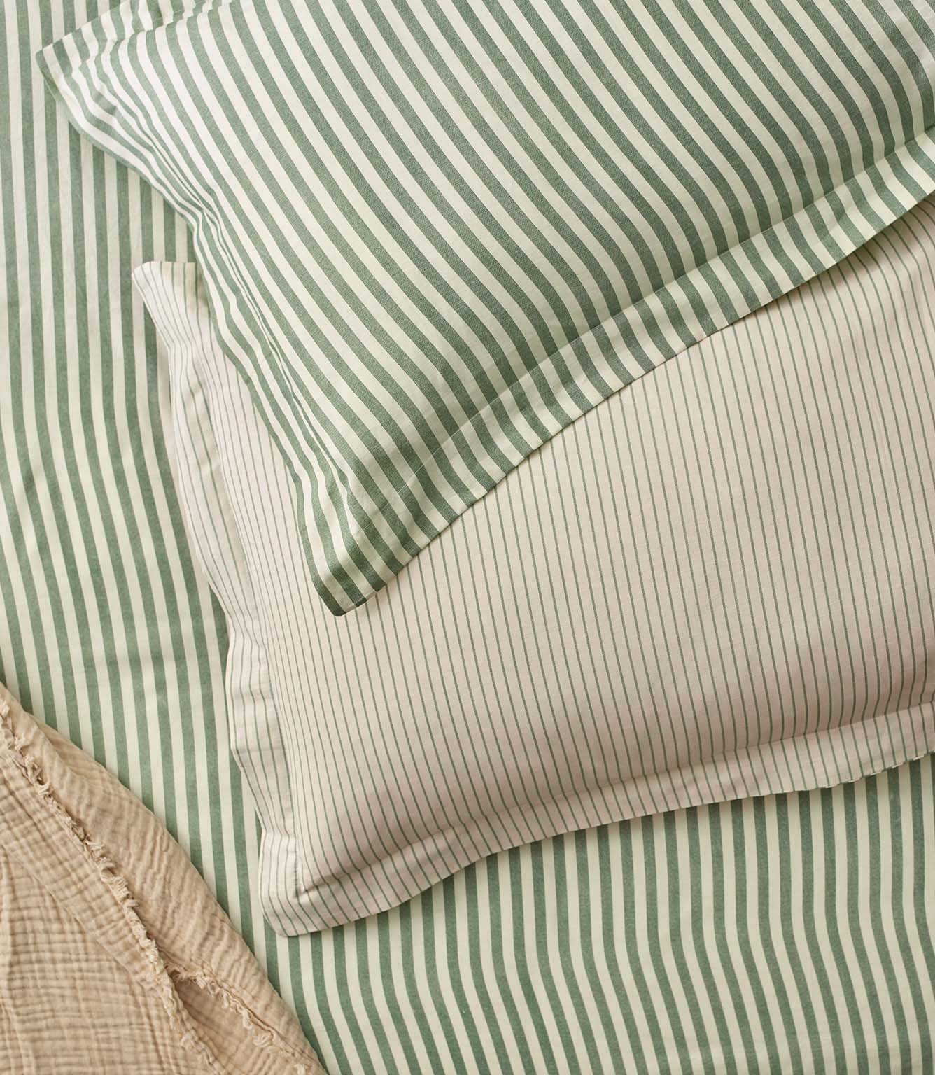 Hebden Stripe Forest 100% Cotton Duvet Cover Set