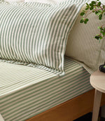 Hebden Stripe Forest 100% Cotton Duvet Cover Set