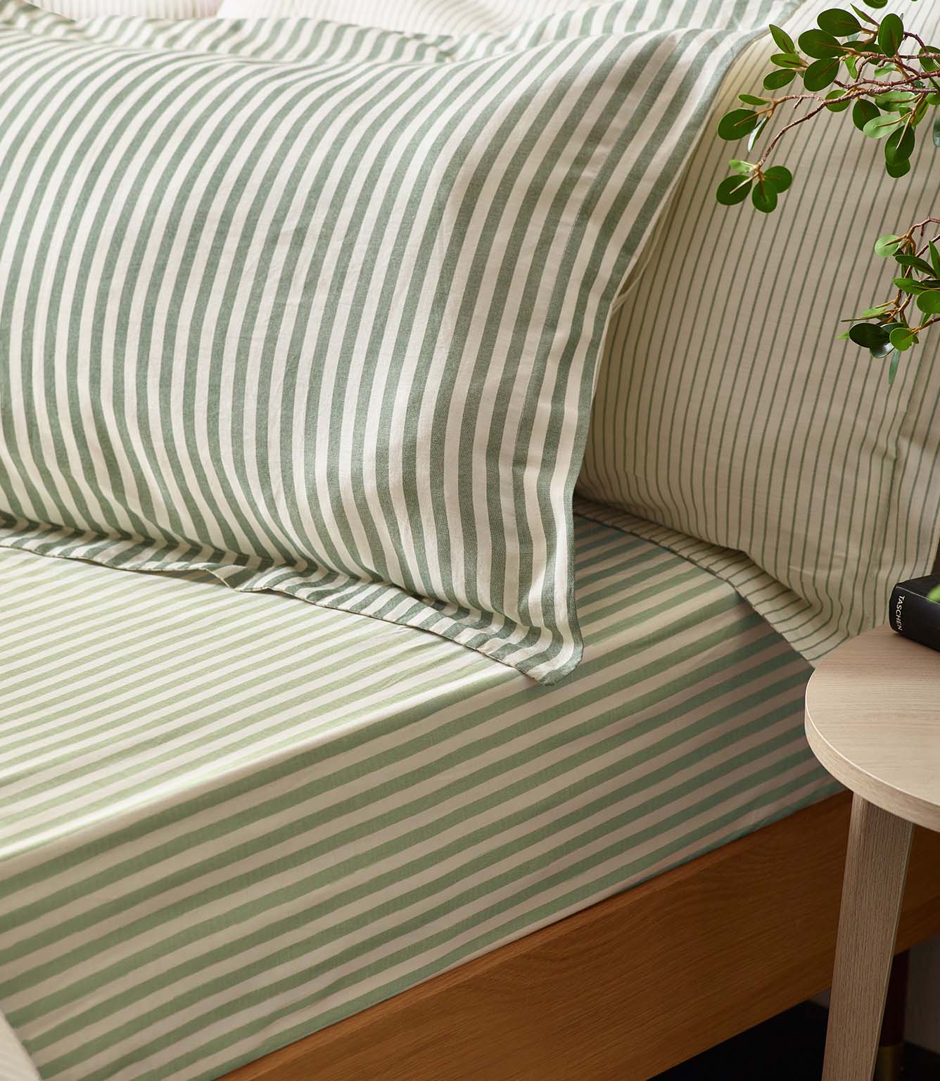 Hebden Stripe Forest 100% Cotton Duvet Cover Set