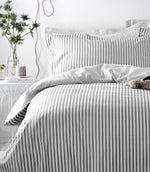Hebden Stripe Grey 100% Cotton Duvet Cover Set