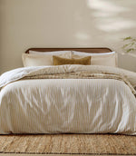 Hebden Stripe Honey Yellow 100% Cotton Duvet Cover Set