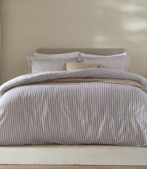 Hebden Stripe Mauve 100% Cotton Duvet Cover Set