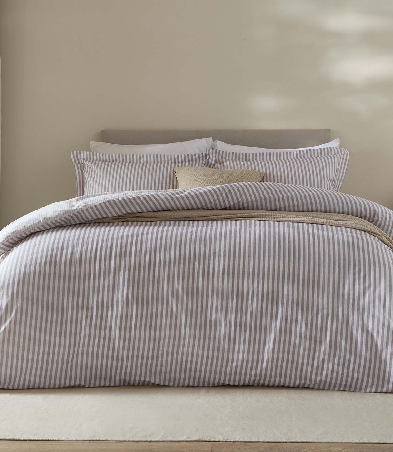 Hebden Stripe Mauve 100% Cotton Duvet Cover Set
