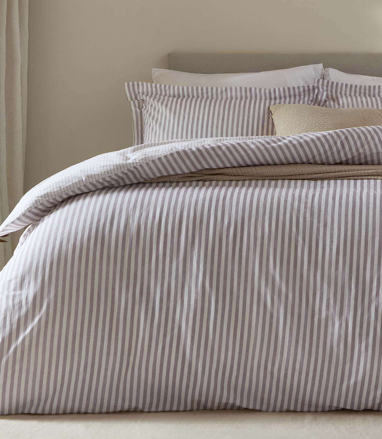 Hebden Stripe Mauve 100% Cotton Duvet Cover Set