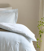 Hebden Stripe Mineral Blue 100% Cotton Duvet Cover Set
