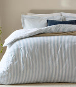Hebden Stripe Mineral Blue 100% Cotton Duvet Cover Set