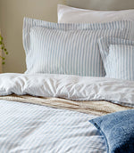 Hebden Stripe Mineral Blue 100% Cotton Duvet Cover Set