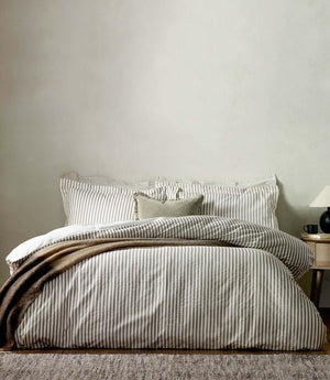 Hebden Stripe Mole 100% Cotton Duvet Cover Set