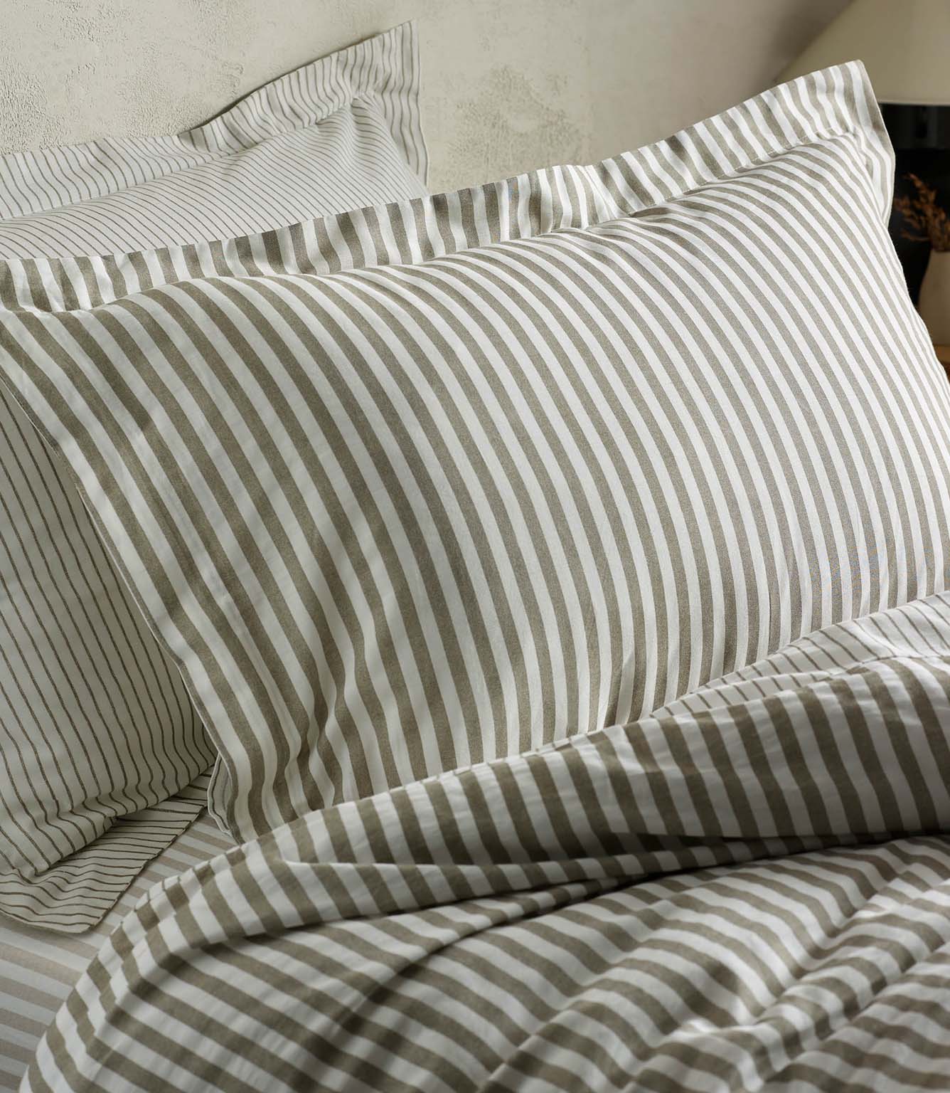 Hebden Stripe Mole 100% Cotton Duvet Cover Set