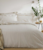Hebden Stripe Natural 100% Cotton Duvet Cover Set